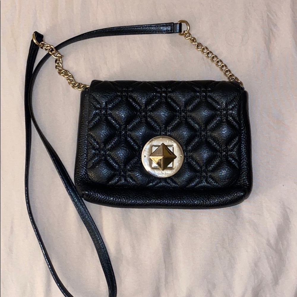 Kate Spade black cross body with gold accents